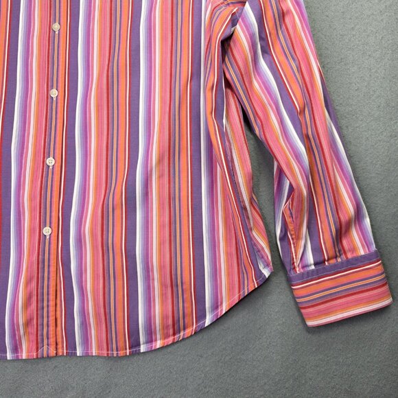 Ralph Lauren Shirt Womens Large Pink Purple Stripe Cotton Preppy Office Casual - Picture 4 of 11